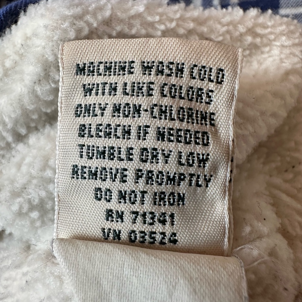 L.L. Bean•women’s Sherpa-lined flannel•XSP•blue & white plaid•100% cotton•fleece - Picture 6 of 15